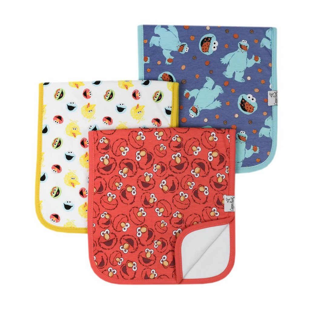 Image of Elmo 3 Pack Premium Burp Cloths