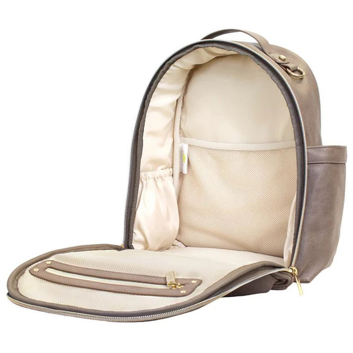 Image of inside of Taupe Itzy Mini Diaper bag backpack