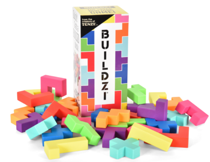 Image of BUILDZI packaging displayed with building pieces